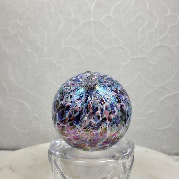 VTG Metallic Enamel Handblown Art Glass Ornament Friendship Ball Holiday Decor - Picture 12 of 13
